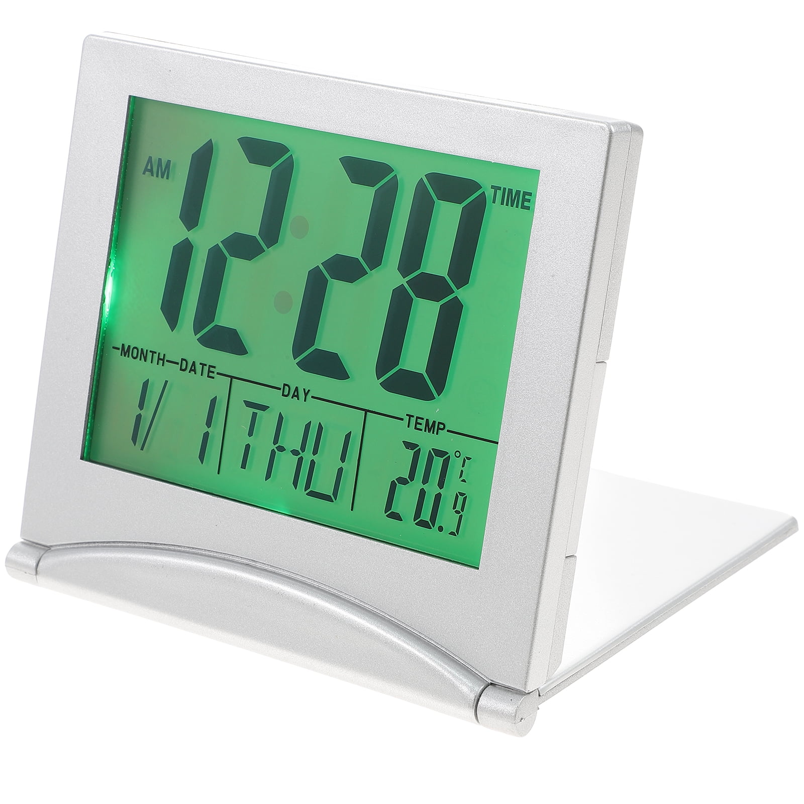 Foldable Backlight Calendar Clock LCD Digital Alarm Clock with Snooze