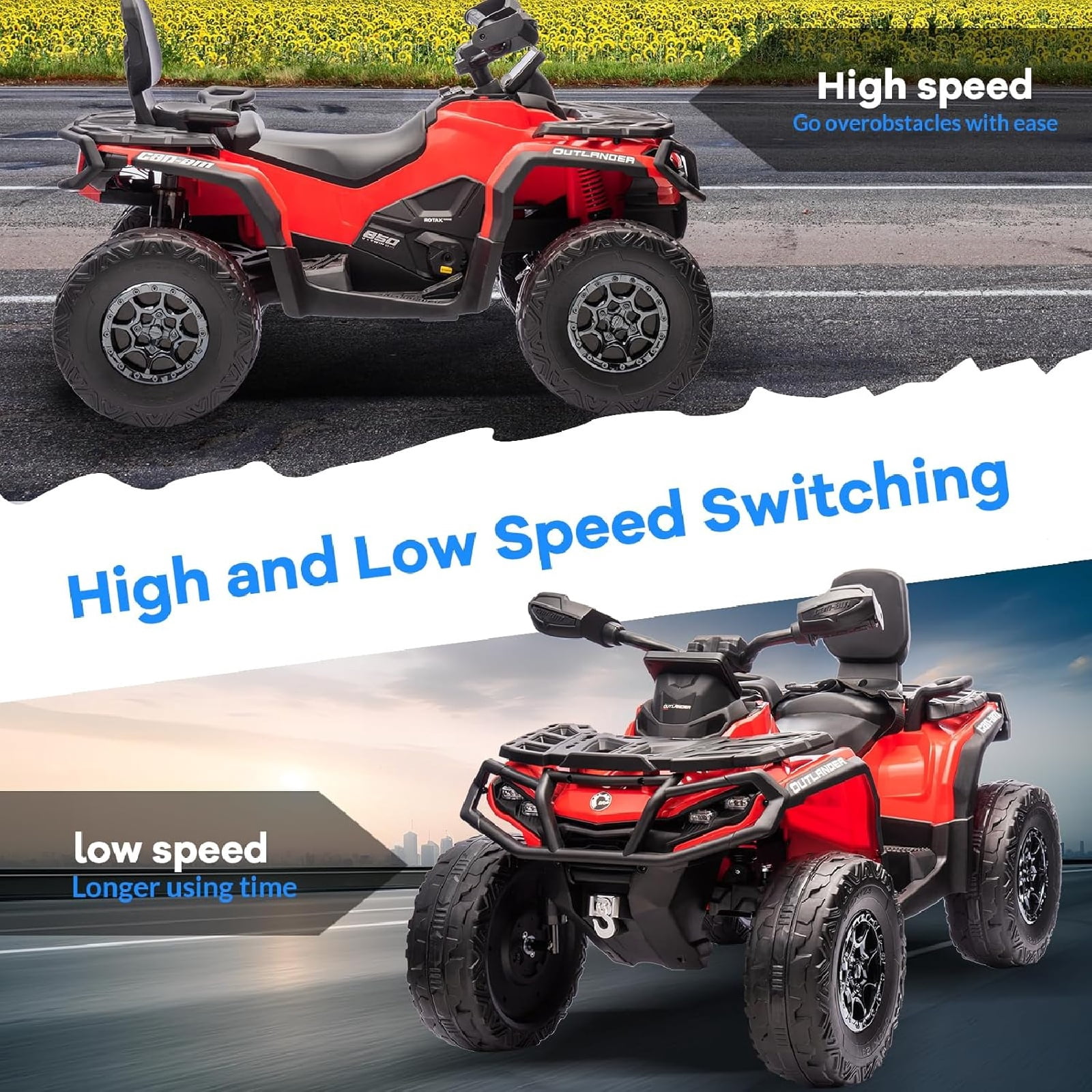 Electric Kids ATV, 12V Ride-On Toy Car for Toddlers, 4-Wheel Vehicle with 2-Seater, Remote Control, LED Lights, Music, and Spring Suspension, Electric Car for Kids, 2-4 Mph Safety Speed