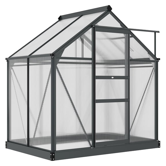 Polycarbonate Greenhouse, 6.2'x4.3'x6.6' Outdoor Walk-in Garden Kit