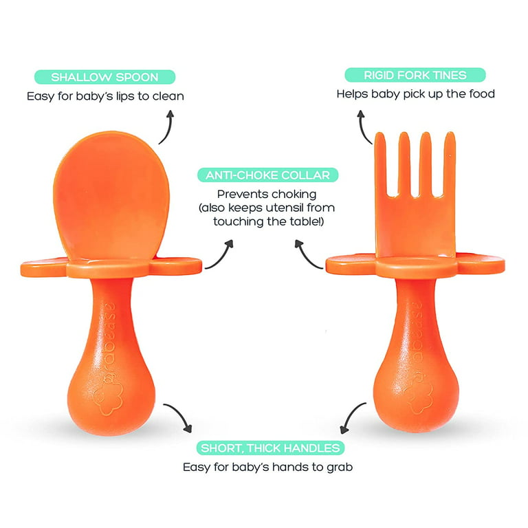  Upward Baby 3 pack Silicone Baby Feeding Spoon with Anti Choke  Barrier - Baby Spoons Self Feeding 6 Months - First Stage Infant Supplies  and Toddler Utensils - Baby Led Weaning