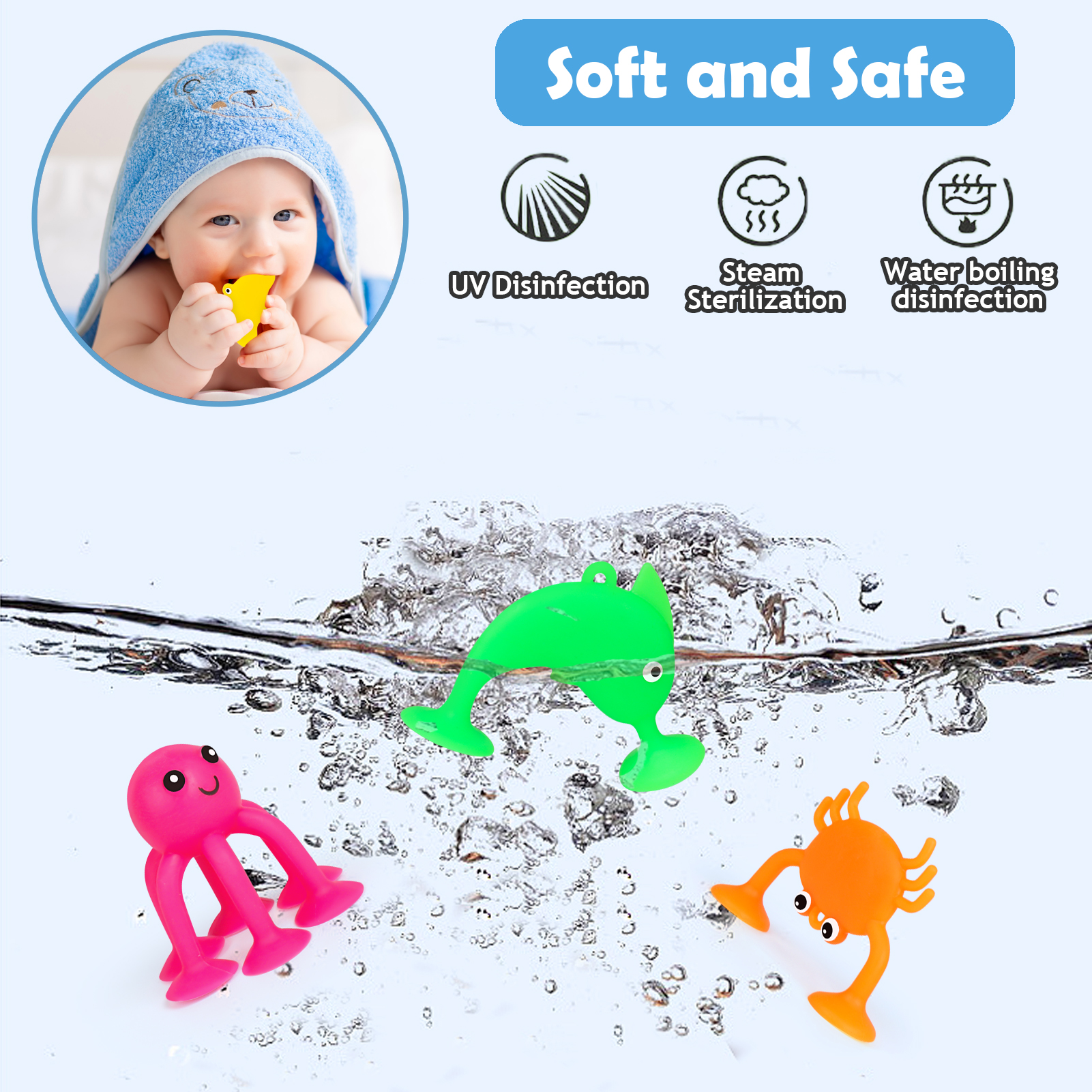 Norkbeng 18-Piece Silicone Ocean Animal Suction Cup Bath Toys photo 6