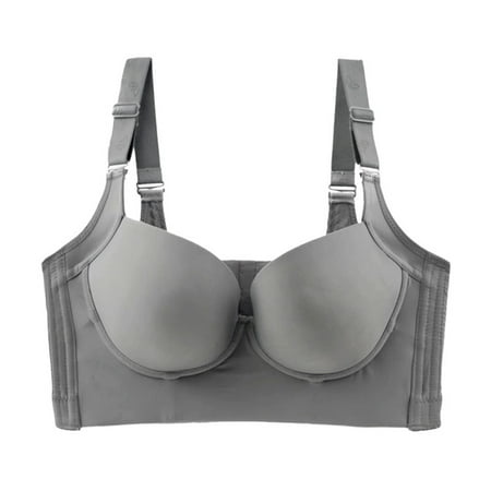 

Deep Cup Push-up Bra 7-Hook Hides Back Fat Sponge Brassiere Wheel-Free 3/4 Cup