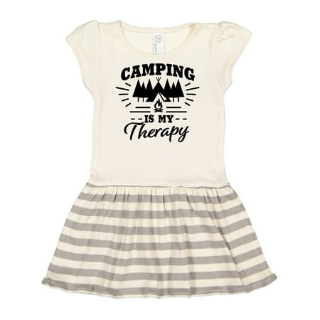 

Inktastic Camping is My Therapy with Tent and Campfire Gift Toddler Girl Dress