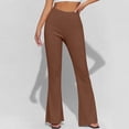 thumbnail image 5 of HongQid Women's High Waist Flare Pants – Yoga Casual Stretch Bell Bottom Trousers, Slim Fit Retro 70s Style Pants for All Seasons,Coffee 2XL, 5 of 9