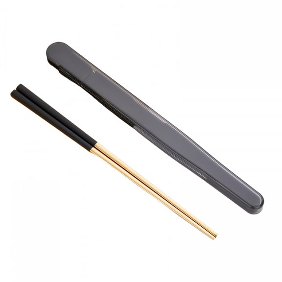 ACDANC 1 Pair of Chopsticks (With Box), Stainless Steel Chopsticks, Portable Folding Cover Storage Box, Dinnerware Kitchen Accessories, Black