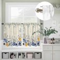 thumbnail image 3 of Ombre Wildflower Farm Eucalyptus Curtain Tier and Valance Set 3 Piece, Retro Floral Berry Branch 3-inch Rod Pocket Window Tier Curtains Valance for Kitchen Living Room, 3 of 9