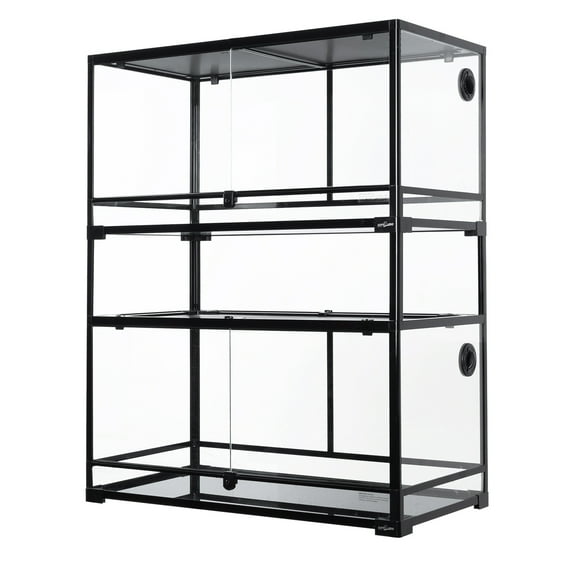 GUZZLO 2-Layer 40 Gallon Full Tempered Glass Reptile Terrarium, Easy Assembly