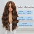 thumbnail image 4 of Brown Synthetic Wavy Wig with Curtain Bangs,   Wave Wig for Women, 4x2" Hand-Tied Forehead Hairline Simulated Scalp Lace Wig, Glueless Synthetic Wig with Bangs, Synthetic Wig for Daily Use, 4 of 6