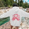 thumbnail image 2 of Unisex Cancer Awareness Oversized Hoodies Long Sleeve Loose Fit Hooded Sweatshirts Top With Pockets 2025 Fall Winter Outfits (White, L), 2 of 6
