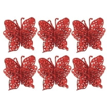 6 Christmas Butterfly Ornaments 7x7cm Quality for Christmas Tree