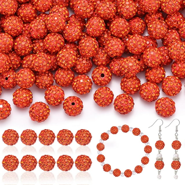 Perlas TINKRSTUFF, 160 unidades, 10 mm, diamantes de imitación anaranjados para manualidades