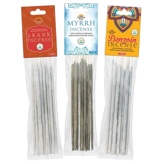 Dhupa - 100% Natural & Organic Resin Rolled Incense Sticks 10 Sticks in a Pack - Set of 3 Packs, Frankincense, Myrrh & Benzoin Healer Blend