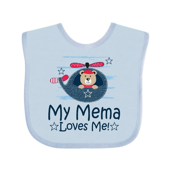 Inktastic Mema Loves Me Grandson Bear Boys Baby Bib