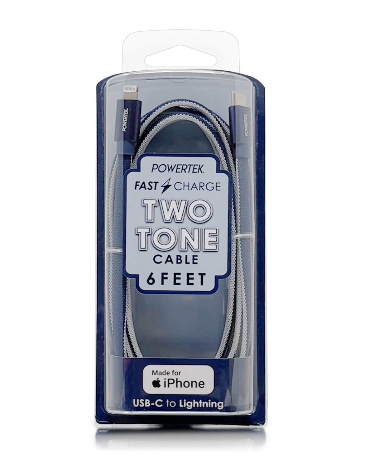 Liquipel Powertek USB C Lightning iPhone Charger Cable [MFI Certified], 6ft Fast Charging, Two Tone