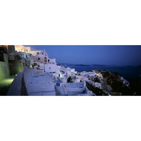 Terrace of the buildings Santorini Cyclades Islands Greece Canvas Art - Panoramic Images (36 x (Santorini Greece Best Time To Visit)