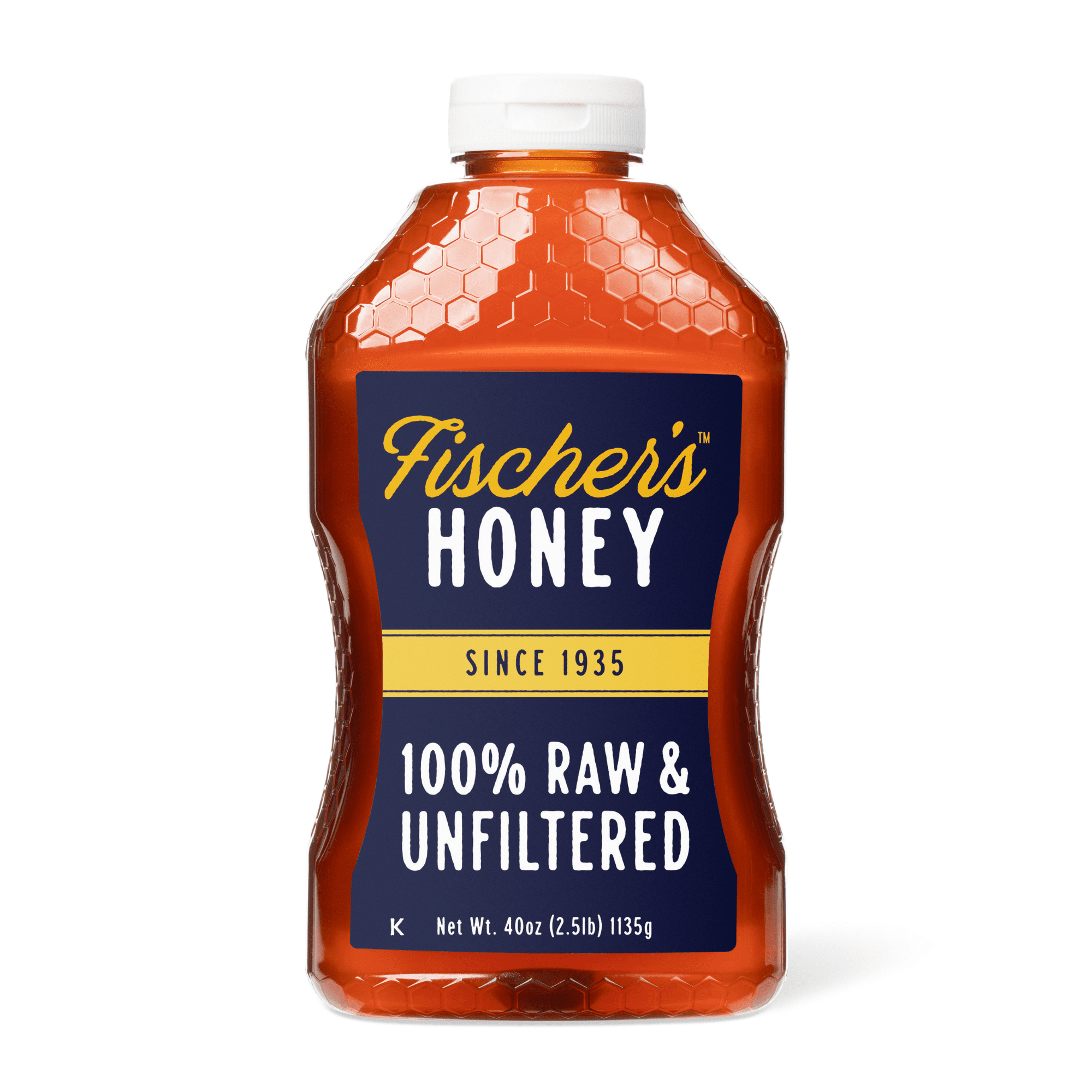 (3 pack) Fischers Honey 40oz Raw & Unfiltered, Pure, Premium, Raw Honey, Squeeze Bottle