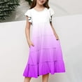 thumbnail image 2 of shoper Baby Girl Dress Ruffled Sleeve Crew Neck Gradient Color Swing Comfortable Dresses for Girls 2025 Girls Beach Vacation Dress Purple1 130, 2 of 6