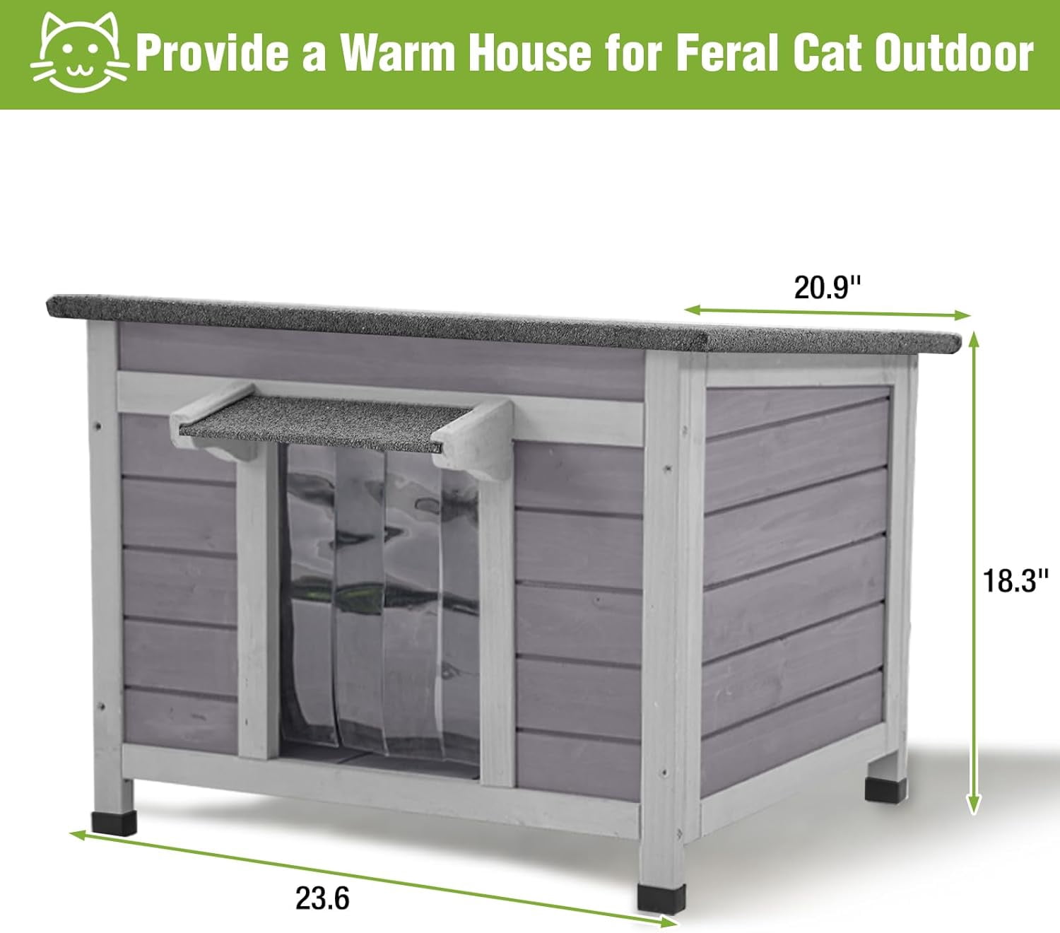 MEDEHOO Heated Outdoor Cat House with Insulated Liner for Winter Waterproof Feral Cat Shelter