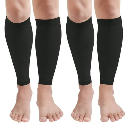 TELOLY Calf Compression Sleeves for Men and Women, (2 Pairs), Black L/XL