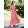 thumbnail image 5 of Chouyatou Women's Retro Plaid Smocked Dress Spaghetti Strap Flounce Long Dress(Red,XS), 5 of 6