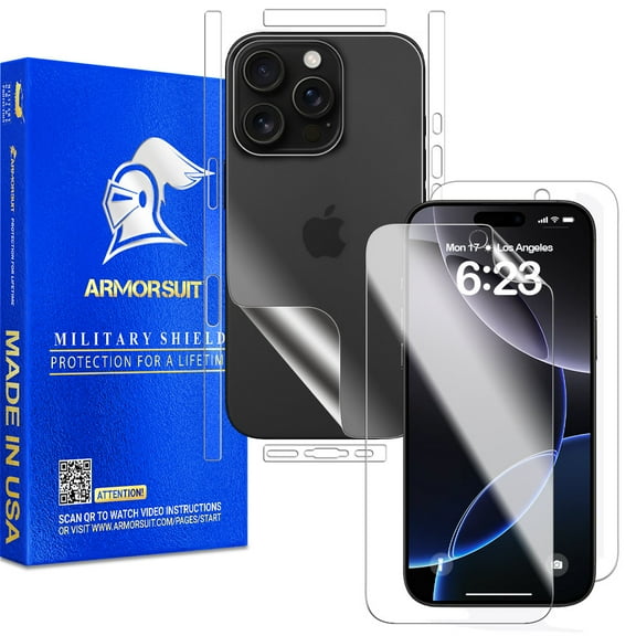 ArmorSuit 2 2 Pack Full Body Skin Screen Protector for iPhone 16 Pro Max HD Clear MilitaryShield Film - Made in USA