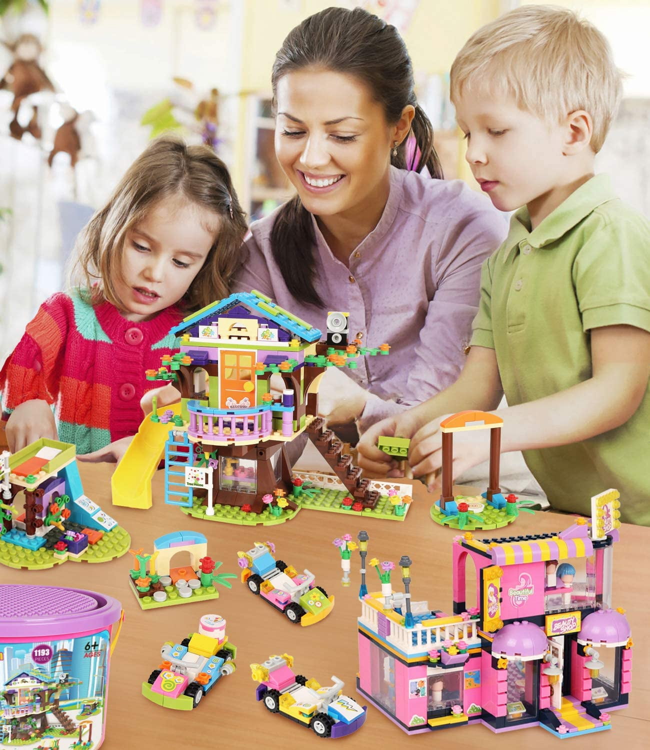 Friends Building Blocks Kit, 1193 Pcs ENP Building Toy for Kids, Tree House Hair Salon Stem Toy, Gifts for Boys Girls Ages 6-12