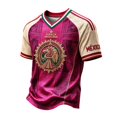 thumbnail image 2 of Mexico 2026 Soccer Cup Fan Jersey for Men, V-Neck Short Sleeve T-Shirt with Eagle & Vintage Totem Print, Breathable Casual Sports Tee Pullover Top, 1 PC Hot Pink L, 2 of 4