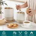thumbnail image 4 of Sabine Ceramic Canister Set with Airtight Wood Lids - 3-Piece Kitchen Storage for Flour, Sugar, Coffee, Tea & Spices - Modern Countertop Decor, 4 of 8