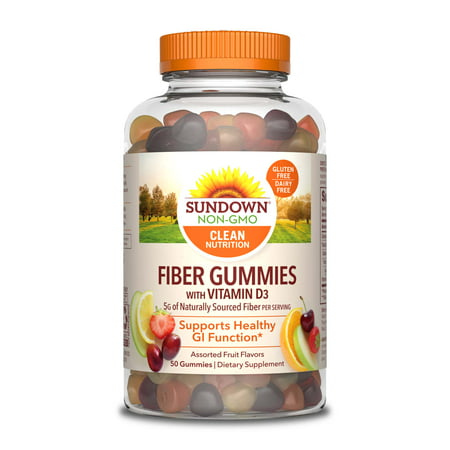 Sundown Naturals Fiber Gummie With Vitamin D3 Assorted Fruit Flavor - 50 (Best Natural Fiber Supplement)