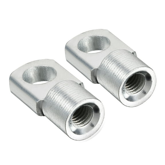 2Pcs M6 Female Thread 8mm Hole Dia A3 Steel Gas Spring End Fitting Silver Tone