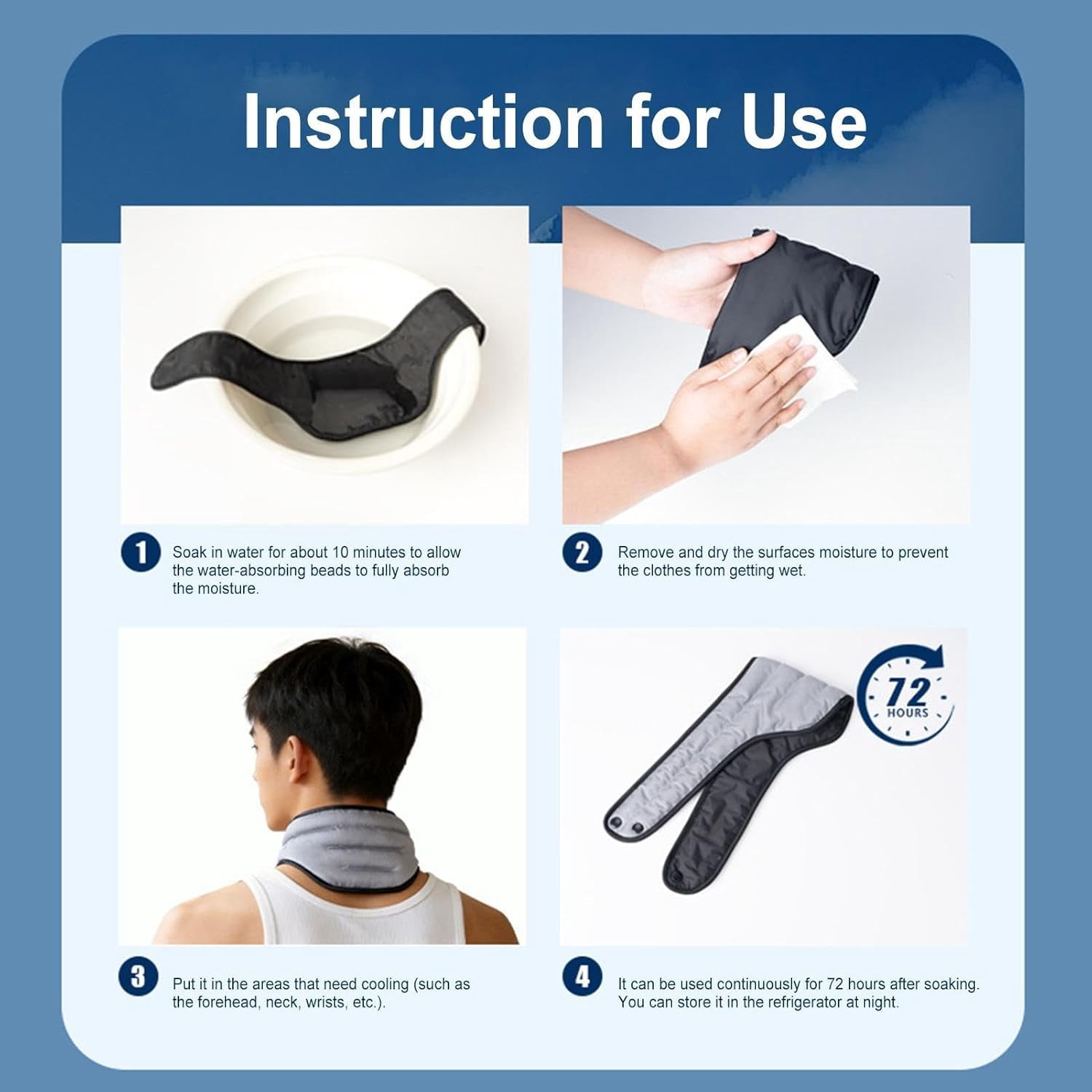 Neck Cooling Wraps, Reusable Gel Ice Pack Neck Cooler for Men Women Outdoor, Gym, Running, Cooling Gadgets for Hot Weather