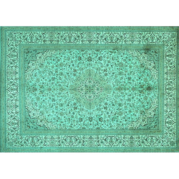 Ahgly Company Indoor Rectangle Persian Turquoise Blue Traditional Area Rugs, 4' x 6'