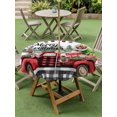 thumbnail image 3 of Outdoor Tablecloth with Umbrella Hole and Zipper, Christmas Red Truck Round Table Cloth 54 Inch Waterproof Tablecloth, Xmas Tree Snowman Winter Gifts Plaid Picnic Table Cover for Patio Camping, 3 of 7
