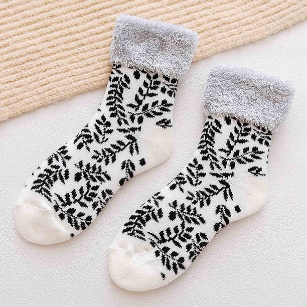 Calcetines Navideños de Tubo Medio, Calcetines de Forro Polar Grueso, Calcetines Casuales de Forro Polar de Color Sólido, Calcetines para El Hogar
