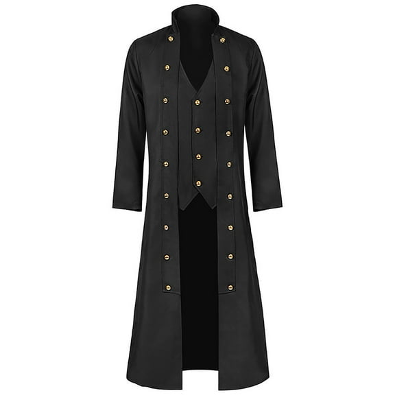 TFEOQRY Men's Jacket Coat Retro Gothic Coat Palace Uniform Slim Fit Outwear Long Sleeved Lapel Overcoat Black