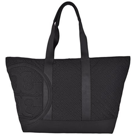 - Tory Burch Black Nylon Medium Handbag Penn Quilted Middle Zip Tote