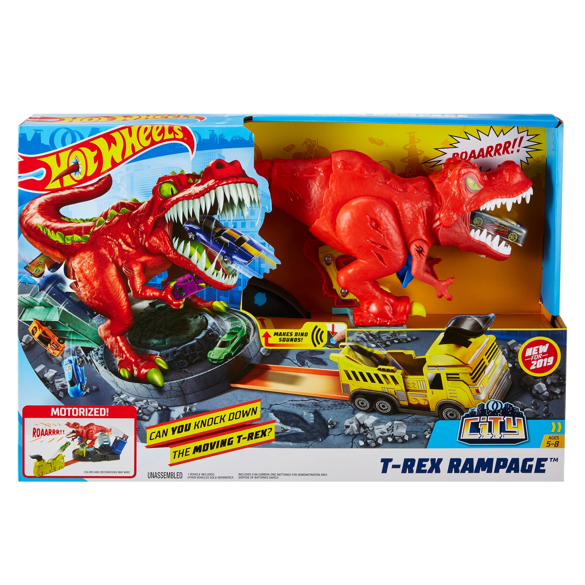HOT WHEELS CITY MOTORIZED T-REX RAMPAGE GFH88 NEW IN BOX FAST/FREE SHIPPING 