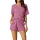 thumbnail image 1 of Conjuntos de lounge INSPIRE CHIC para mujeres, camiseta de waffle con pantalones cortos, ropa de estar en casa, sudaderas jogger con bolsillos, XL rojo rosa, 1 of 6