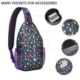 thumbnail image 2 of Sling Backpack,Dark Blue Christmas Gnome and Gift Pattern Sling Bag with Water Bottle Holder,Waterproof Sling Bag for Men/Women with Headphone Jack for Hiking,Travel, 2 of 6