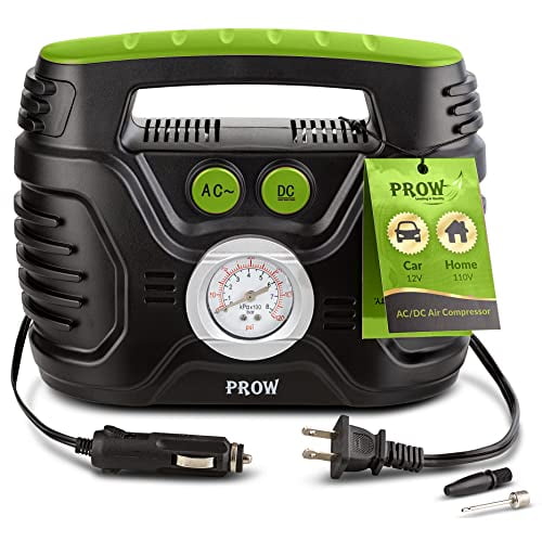 PROW Portable Air Compressor Tire Inflator AC/DC Electric Pump for Car – DC  12V, Home – AC 110V, Upscale, with Analog Pressure gauge, Air pump for Car  ...