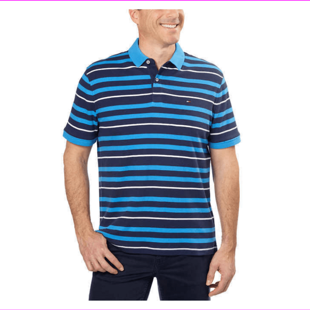 Tommy Hilfiger Men's Stripe Polo Shirt Short Sleeve 