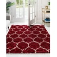 thumbnail image 4 of Unique Loom Trellis Shag Collection Area Rug - Ruby (10' Square Burgundy Red/Ivory), 4 of 11