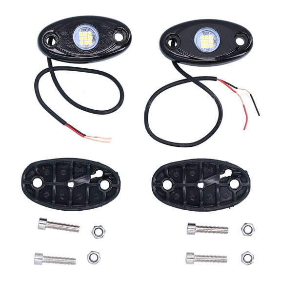 HIBIBUD Pair Rock Lights White 9LEDs IP68 Chassis Underglow Lamp Universal for Car Truck ATV UTV