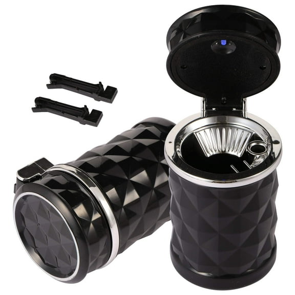 STOP ONE Car Ashtray, Portable Ashtray, CA-421 Auto Ash Tray with Lid and Led, Black