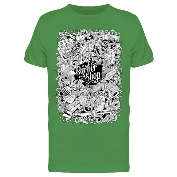 Cartoon Barbershop Doodles Tee Men's -Image by Shutterstock