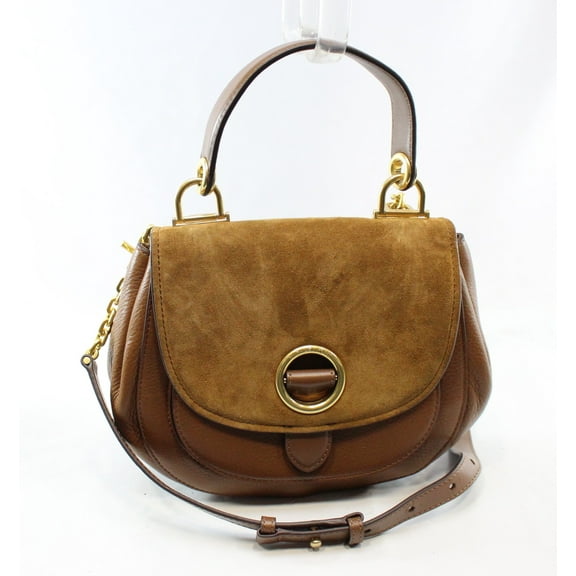 michael kors new brown carmel isadore suede leather messenger purse