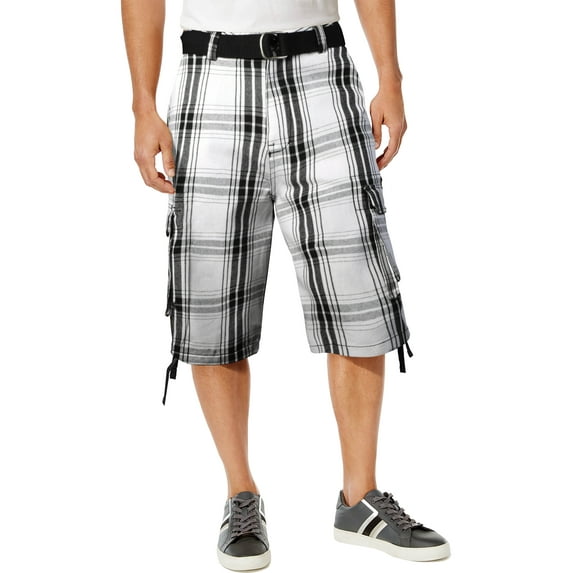 Pro Club Mens Cotton Twill Cargo Short Pants with Belt 30"-52"