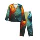 thumbnail image 1 of Fotbe Red And Blue Fire Peacock Conjunto de Pijama de Manga Larga para Mujer con Estampado, Ropa de Dormir de 2 Piezas, Conjunto de Casa Suave y Cómodo con Bolsillos-Small, 1 of 7