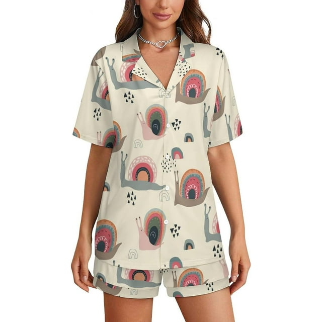 Sdmnsg-T Tropical Summer Surfboard Women Pajama Set Short Sleeve Comfy Pjs Sets 2 Piece Lounge Set