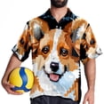 thumbnail image 4 of Pixel Dog Men's Short Sleeve Spread Collar Tops, Casual Button Down Shirts, Printed Summer Beach Shirts, Unisex, 4 of 6